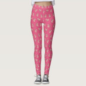 Rosa Elefanten Cartoon Leggings (Vorderseite)