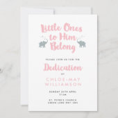Rosa Elefanten Christlich Dedication Einladung (Vorderseite)