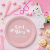 Rosa Elefanten Gott segne Taufe/Dedication Pappteller (Party)