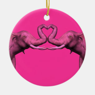 Rosa Elefanten Keramikornament