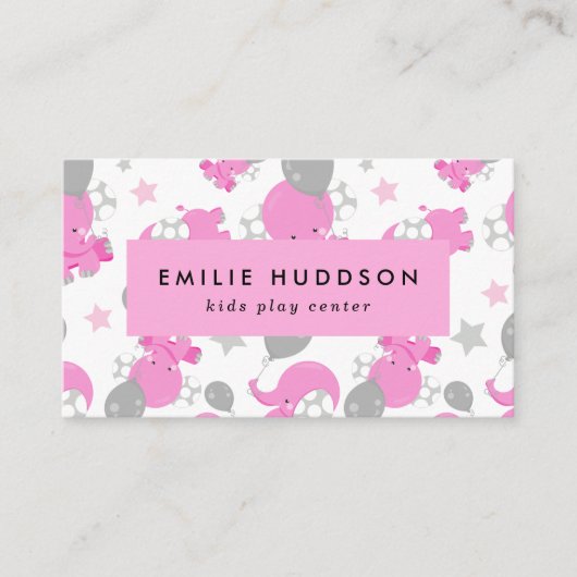 Rosa Elefanten, Kinderspielzentrum, Aktivitätszent Visitenkarte (Vorderseite)