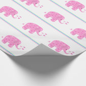 Rosa Elefanten mit Herz und Streifen Geschenkpapier (Ecke)
