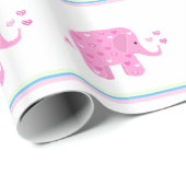 Rosa Elefanten mit Herz und Streifen Geschenkpapier (Rolleneckpunkt)