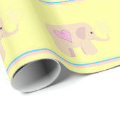 Rosa Elefanten mit Herz und Streifen Geschenkpapier (Rolleneckpunkt)