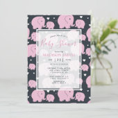 Rosa Elefanten Niedliche Girl-Dusche Einladung (Stehend Vorderseite)