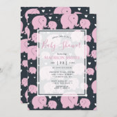 Rosa Elefanten Niedliche Girl-Dusche Einladung (Vorne/Hinten)