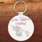 Rosa Elefanten schauen, was kommt Schlüsselanhänger (Vorderseite)