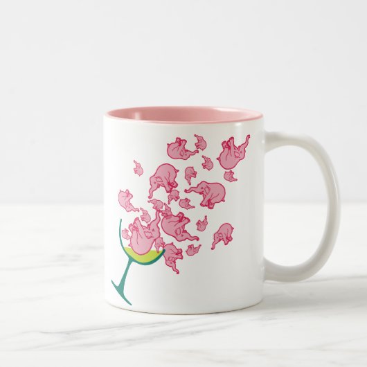 Rosa Elefanten Zweifarbige Tasse (Rechts)