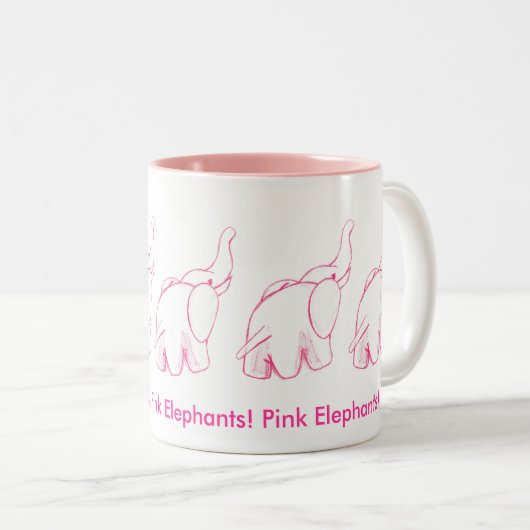 Rosa Elefanten Zweifarbige Tasse (VorderseiteRechts)