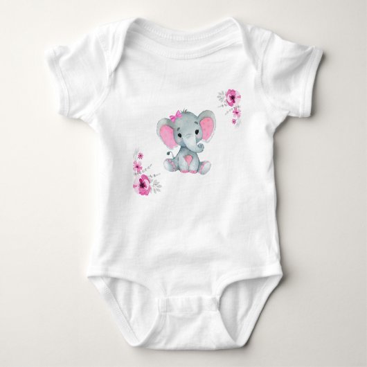Rosa Elefantenbaby-Bodysuit Baby Strampler (Vorderseite)