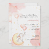 Rosa Elefanteneinladung Einladung (Vorne/Hinten)