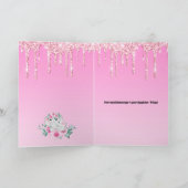 Rosa Elefantengeburt Mädchen Glückwünsche Karte (Innenseite)