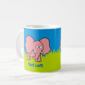 Rosa Elefantenkaffee Cartoon Tasse (Vorderseite Links)