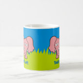 Rosa Elefantenkaffee Cartoon Tasse (Mittel)
