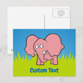 Rosa Elefantenkarte Cartoon Postkarte (Vorne/Hinten)