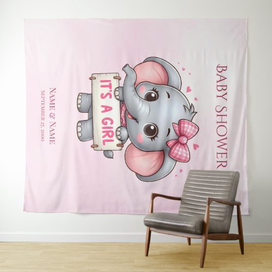 Rosa Elefantenkugel Wandteppich (Beispiel (Horizontal))