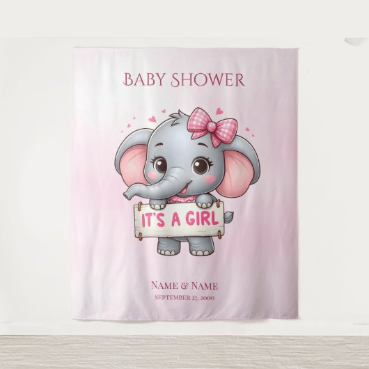 Rosa Elefantenkugel Wandteppich (Vorderseite)