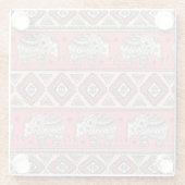 rosa Elefantenmuster Glasuntersetzer (Rückseite)