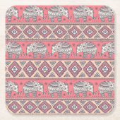 rosa Elefantenmuster Rechteckiger Pappuntersetzer (Vorderseite)