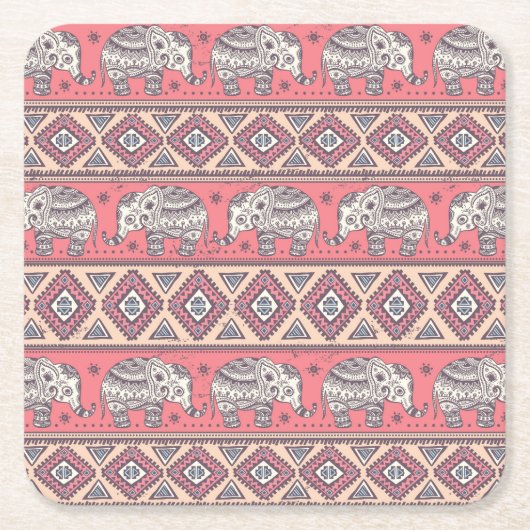 rosa Elefantenmuster Rechteckiger Pappuntersetzer (Vorderseite)