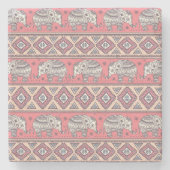 rosa Elefantenmuster Steinuntersetzer (Vorderseite)