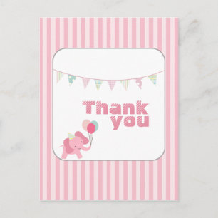 Rosa Elefantenstreifen danke Ihnen auf der Postkar Postkarte