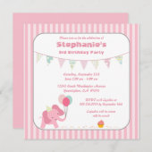 Rosa Elefantenstreifen Geburtstagsfeier Einladung (Vorne/Hinten)