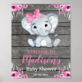 Rosa Elefantenwillkommensschild, rustikale Mädchen Poster (Vorne)