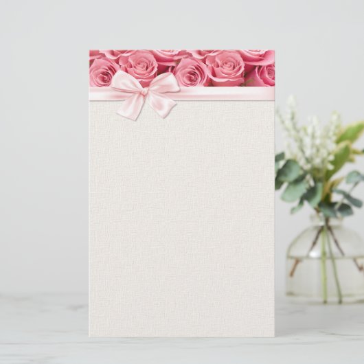 Rosa Elegance 2 Briefpapier (Stehend Vorderseite)