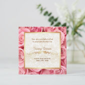 Rosa Elegance - Dusche Save The Date (Stehend Vorderseite)