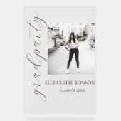 Rosa Elegance Graduation Party Acrylschild (Vorderseite)