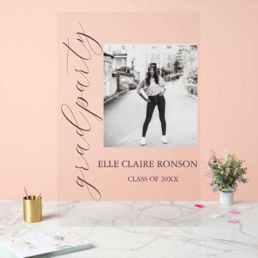 Rosa Elegance Graduation Party Acrylschild (Hochzeit)