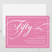 Rosa Elegant 50. Geburtstag Einladungen (Vorne/Hinten)