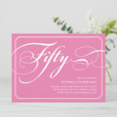 Rosa Elegant 50. Geburtstag Einladungen (Stehend Vorderseite)