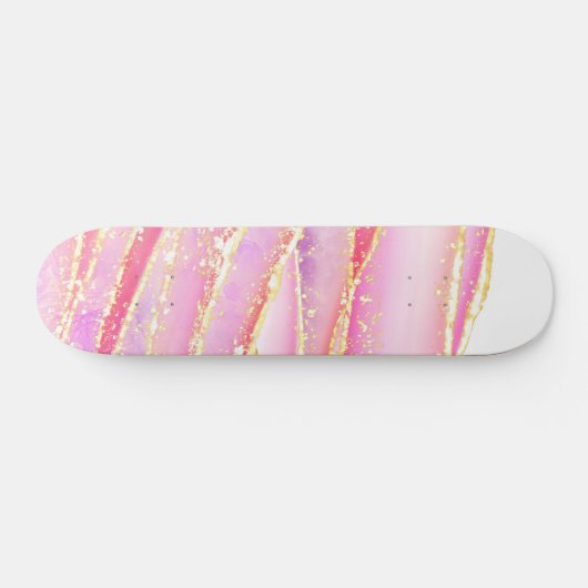 Rosa Elegant Agate Wavy Design Skateboard (Horizontal)