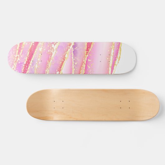 Rosa Elegant Agate Wavy Design Skateboard (Horizontal)
