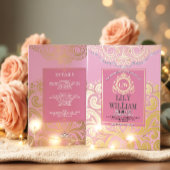 Rosa Elegant Artdeco Mongram Wedding Gold Folieneinladung