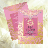 Rosa Elegant Artdeco Mongram Wedding Gold Folieneinladung