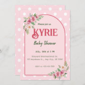 Rosa Elegant Babydusche Einladung (Vorne/Hinten)