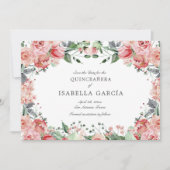 Rosa Elegant Blumenschrift Quinceañera Save The Date (Vorderseite)