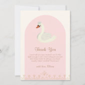 Rosa Elegant Boho Arch Princess Swan Baby Dusche Dankeskarte (Vorderseite)
