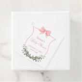 Rosa Elegant Bow Eucalyptus Wappen Babydusche Geschenkanhänger (Beispiel)