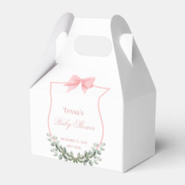 Rosa Elegant Bow Eucalyptus Wappen Babydusche Geschenkschachtel
