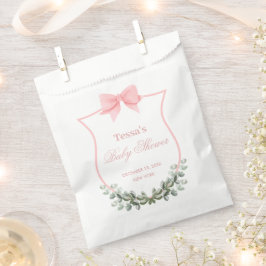 Rosa Elegant Bow Eucalyptus Wappen Babydusche Geschenktütchen