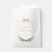 Rosa Elegant Bow Eucalyptus Wappen Babydusche Geschenktütchen (Vorderseite)