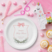 Rosa Elegant Bow Eucalyptus Wappen Babydusche Pappteller (Party)