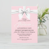 Rosa Elegant Bow White Tiffany Einladung zum Gebur (Stehend Vorderseite)