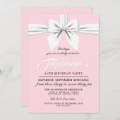 Rosa Elegant Bow White Tiffany Einladung zum Gebur (Vorne/Hinten)