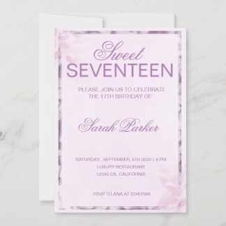 Rosa Elegant Chic Süß 17 Einladung