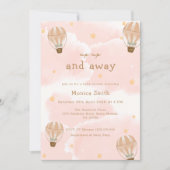 Rosa Elegant Cloud Hot Air Ballon Babydusche Einladung (Vorderseite)